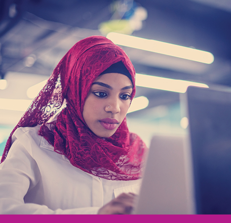 woman working on computer