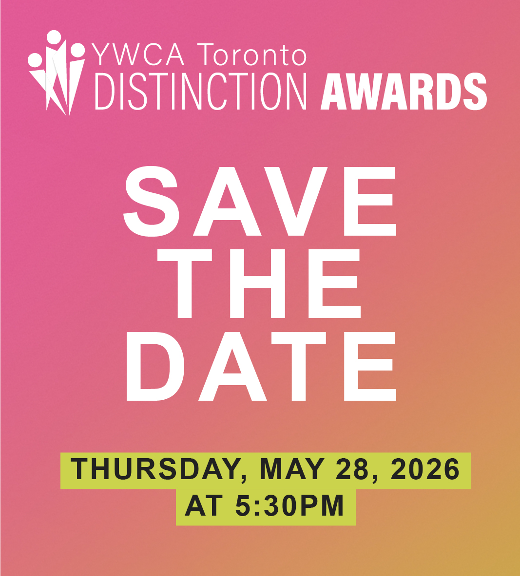 Distinction Awards - Save the Date - pink and orange background